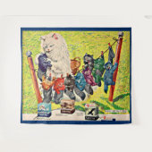 1940年代のカーターのinkとmama cat and kittens タペストリー (正面(横))