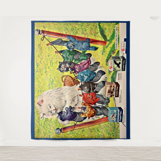 1940年代のカーターのinkとmama cat and kittens タペストリー (正面)