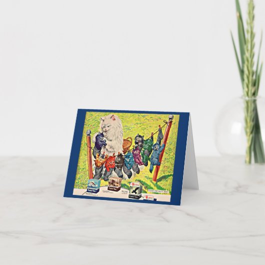 1940年代のカーターのinkとmama cat and kittens ノートカード (正面)