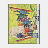 1940年代のカーターのinkとmama cat and kittens フリースブランケット (正面)
