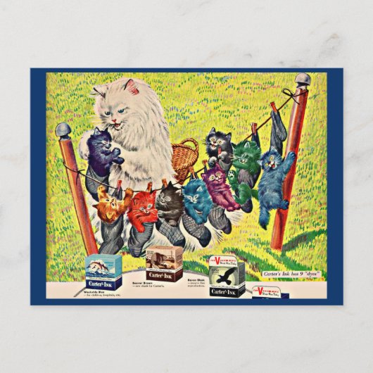 1940年代のカーターのinkとmama cat and kittens ポストカード (正面)
