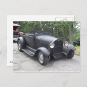 1940年代のクラシックカー 黒のつや消し仕上げのヴィンテージカー ポストカード (正面/裏面)