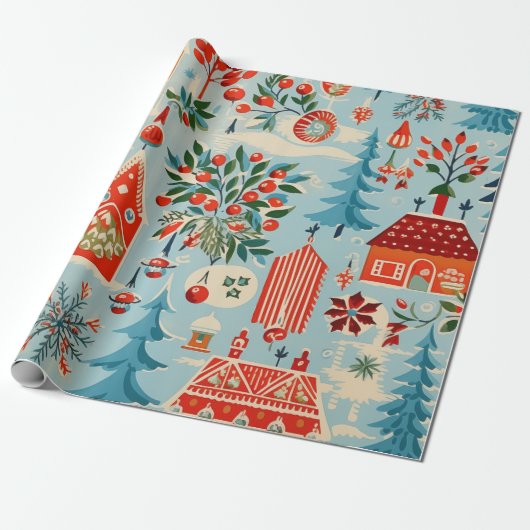1940年代のクリスマスラッピング紙 ラッピングペーパー (アンロールド)