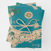 1940年代のケープコッドのヴィンテージ地図 ラッピングペーパーシート (インサイチュ)