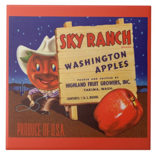 1940年代のスカイランチWashington Apple crateレーベル タイル (正面)