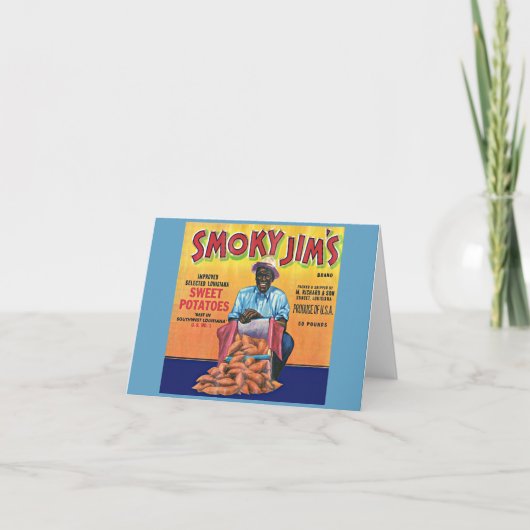 1940年代のスモーキージムのサツマイモクラートラベル ノートカード (正面)