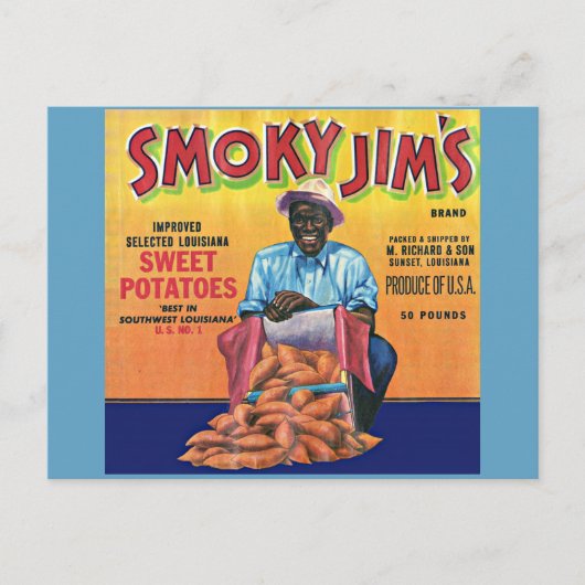 1940年代のスモーキージムのサツマイモクラートラベル ポストカード (正面)