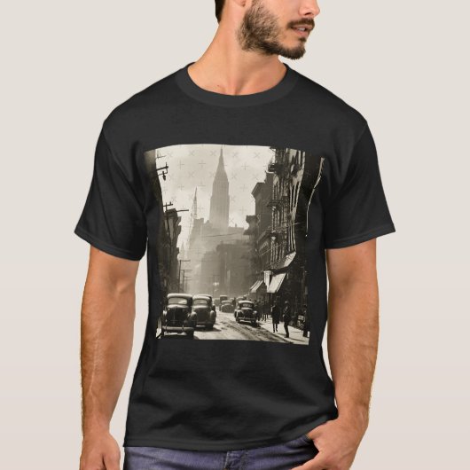 1940年代のニューヨークのビンテージ写真プリント 友達へのギフト Tシャツ (正面)