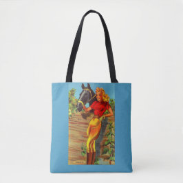 1940年代のピンアップgalおよびhorseプリント トートバッグ