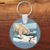 1940年代のホッキョクグマとペンギン キーホルダー (正面)