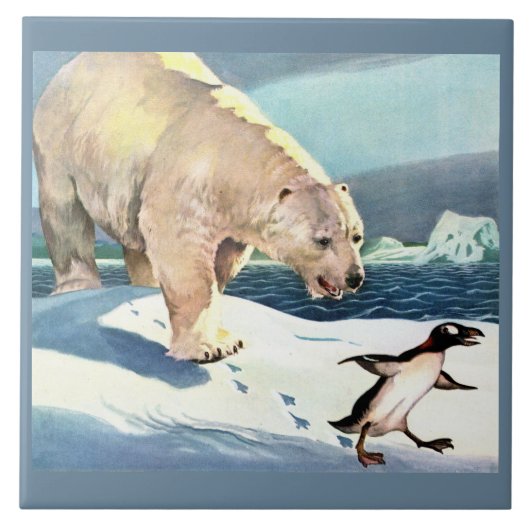 1940年代のホッキョクグマとペンギン タイル (正面)
