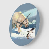 1940年代のホッキョクグマとペンギン ラージ壁時計 (傾斜)