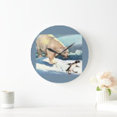 1940年代のホッキョクグマとペンギン ラージ壁時計 (ホーム)