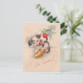 1940年代のヴィンテージそのクリスマスの子犬 シーズンポストカード (スタンド正面)