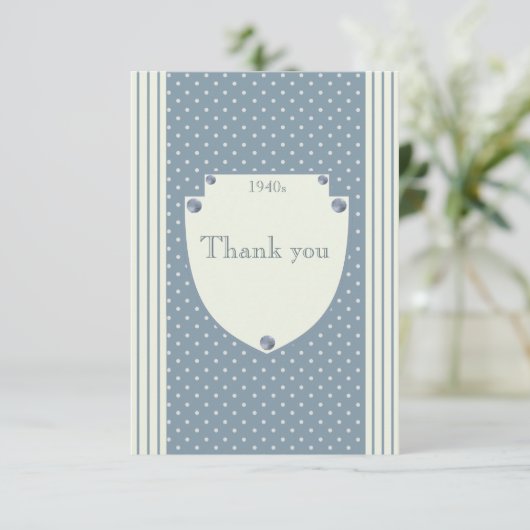 1940年代のヴィンテージストライプ&水玉模様軍隊レトロ 出欠カード (スタンド正面)