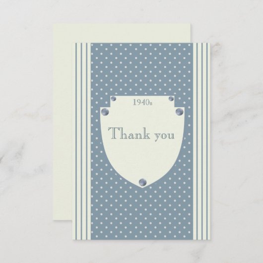 1940年代のヴィンテージストライプ&水玉模様軍隊レトロ 出欠カード (正面/裏面)