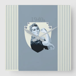 1940年代のヴィンテージレトロ愛国戦争女性 スクエア壁時計