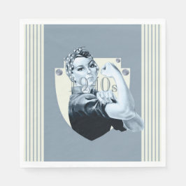 1940年代のヴィンテージレトロ戦争時愛国女性 スタンダードランチョンナプキン