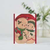 1940年代のヴィンテージ雪だるまカップル ポストカード (スタンド正面)