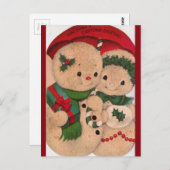 1940年代のヴィンテージ雪だるまカップル ポストカード (正面/裏面)