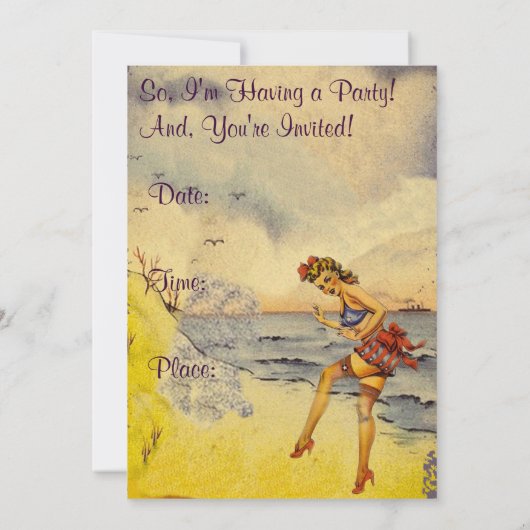 1940年代の入浴美しいおもしろいパーティの招待状 招待状 (裏面)