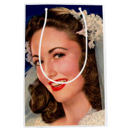 1940年代の可愛い花嫁のプリント ミディアムペーパーバッグ