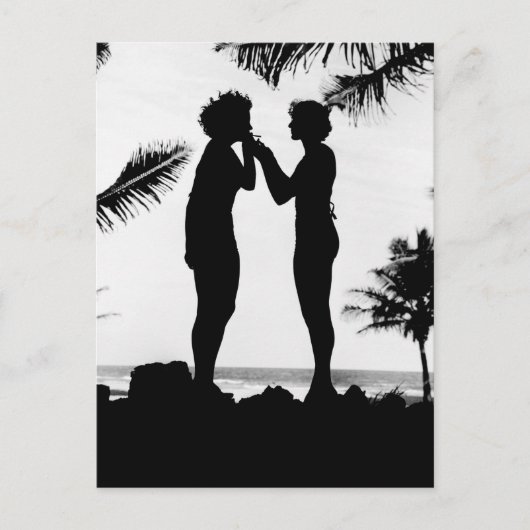 1940年代の喫煙するシルエット ポストカード (正面)