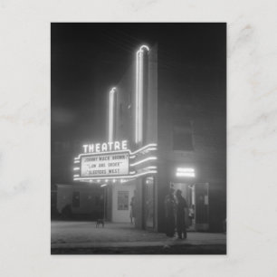 1940年代の夜のグリーンズボロの映画館、ジョージア州 ポストカード