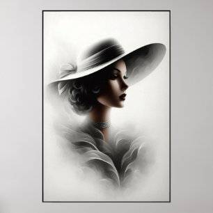 1940年代の女性のミステリアスな肖像画アート ポスター