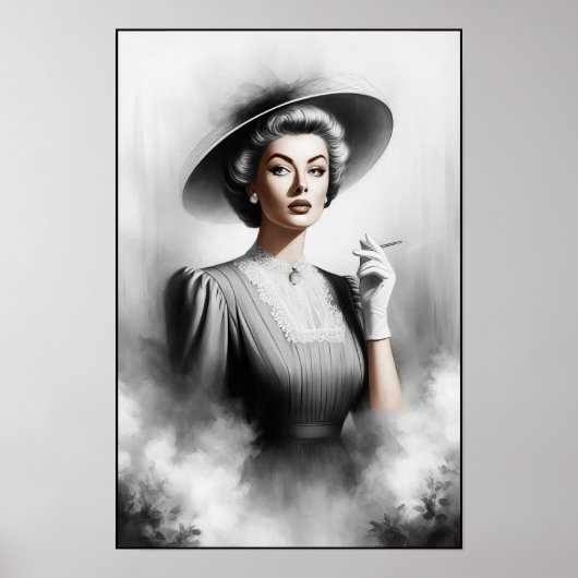 1940年代の女性の神秘的な肖像画アート ポスター (正面)