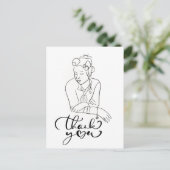 1940年代の女性への感謝のラインアート ポストカード (スタンド正面)