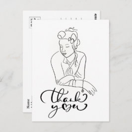 1940年代の女性への感謝のラインアート ポストカード