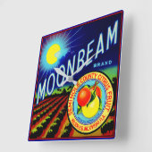1940年代の果輪状ラベルMoonbeamブランド柑橘類 スクエア壁時計 (傾斜)