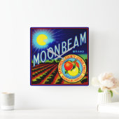 1940年代の果輪状ラベルMoonbeamブランド柑橘類 スクエア壁時計 (ホーム)