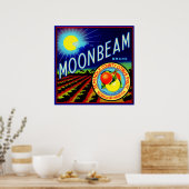 1940年代の果輪状ラベルMoonbeamブランド柑橘類 ポスター (キッチン)