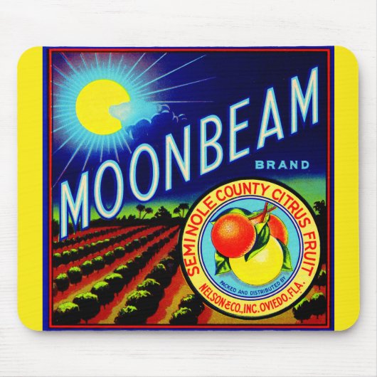 1940年代の果輪状ラベルMoonbeamブランド柑橘類 マウスパッド (正面)