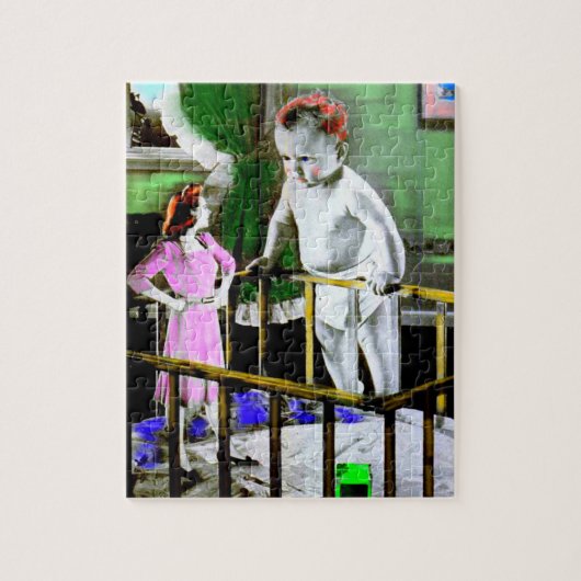 1940年代の母親と彼女の巨大なベビー ジグソーパズル (縦)