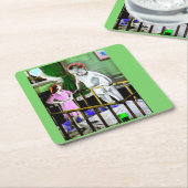 1940年代の母親と彼女の巨大なベビー スクエアペーパーコースター (アングル)