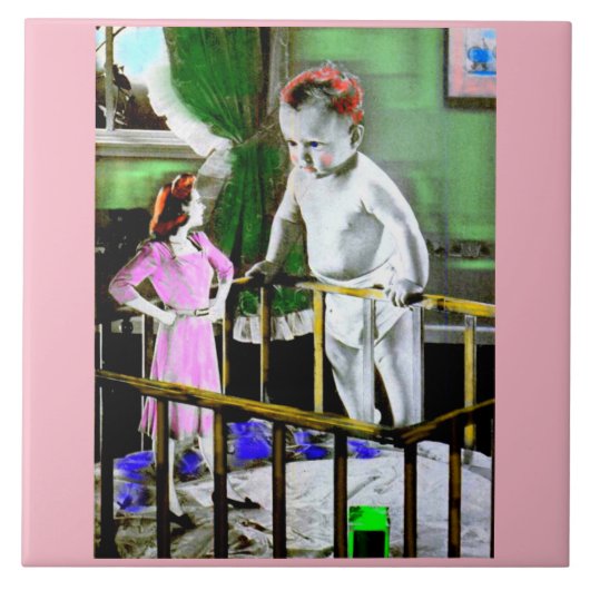 1940年代の母親と彼女の巨大なベビー タイル (正面)