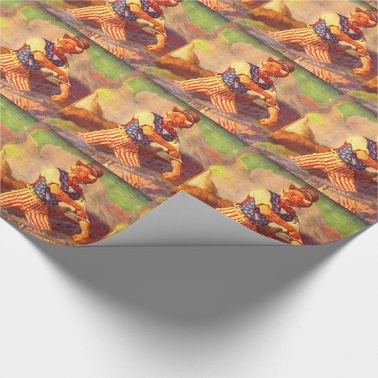 1940年代の英雄的なサム転が叔父が袖を上げた ラッピングペーパー (角)