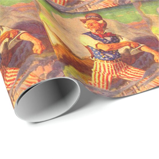 1940年代の英雄的なサム転が叔父が袖を上げた ラッピングペーパー (ロールコーナー)