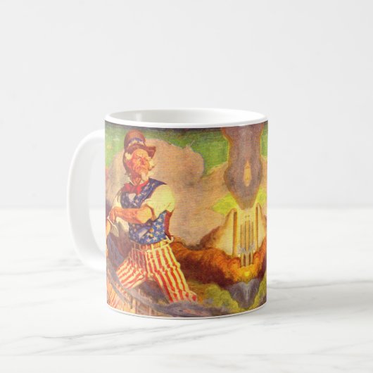1940年代の英雄的なサム転が叔父が袖を上げる コーヒーマグカップ (正面左)