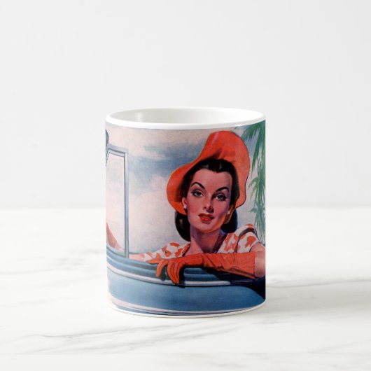 1940年代の車の美女 コーヒーマグカップ (中央)