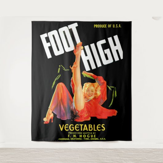 1940年代の野菜クレートラベル足高野菜 タペストリー (正面)