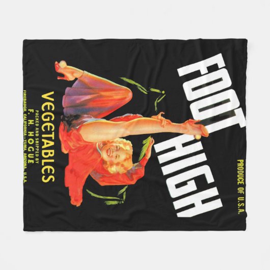 1940年代の野菜クレートラベル足高野菜 フリースブランケット (正面(横))