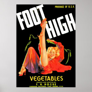 1940年代の野菜クレートラベル足高野菜 ポスター