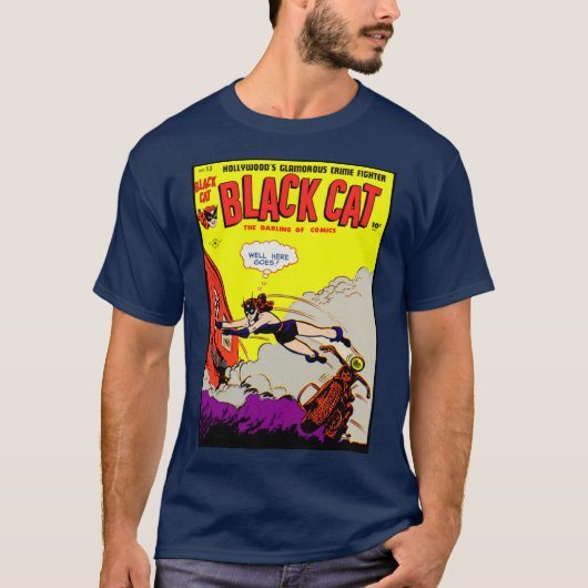 1940年代の黒猫コミックTシャツ Tシャツ (正面)