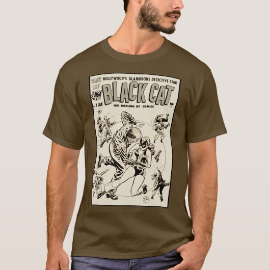 1940年代の黒猫コミックTシャツ Tシャツ (正面)