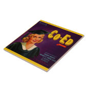 1940年代のCo-Edブランド柑橘類クラートのラベルプリント タイル (側面)