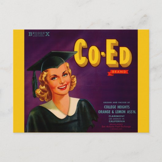 1940年代のCo-Edブランド柑橘類クラートのラベル ポストカード (正面)